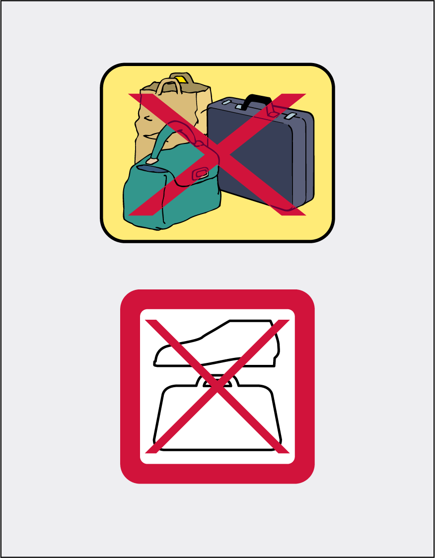 Carry-on prohibition symbols that may be ambiguous or misinterpreted by passengers