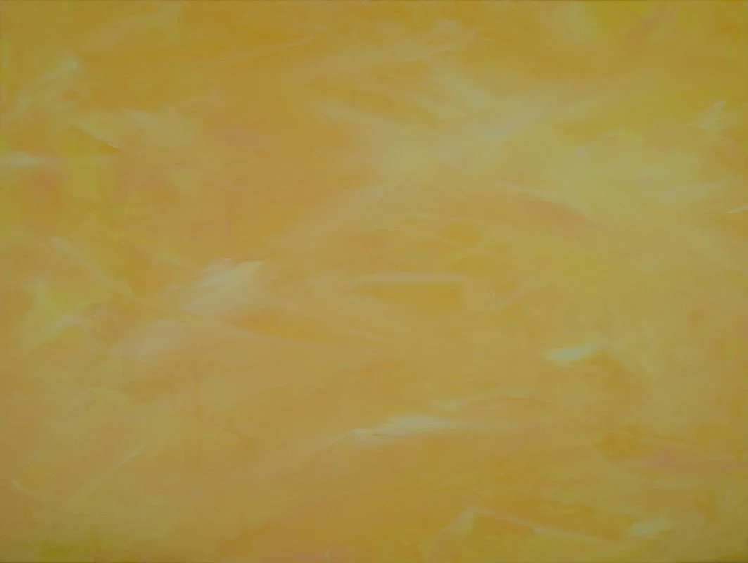 Abstract yellow and white painted background with a textured, brushstroke appearance.