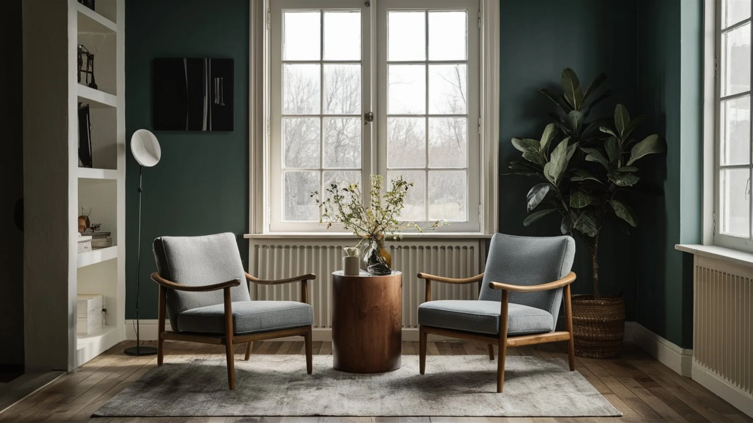 Comfortable therapy office representing online and in-person mental health services.