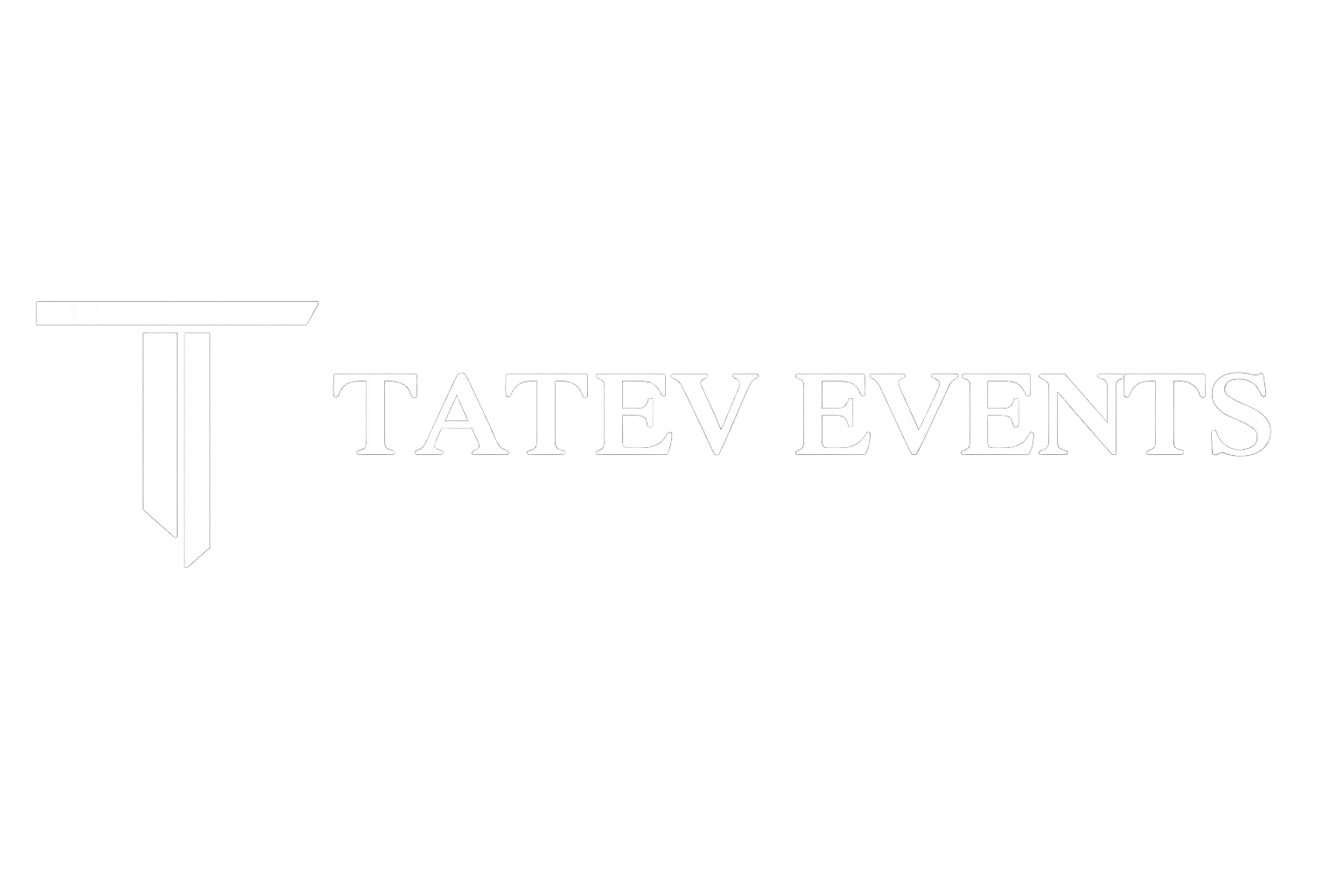 Logo of Tatev Events featuring a stylized white and black graphic of a table and the text 'Tatev Events'