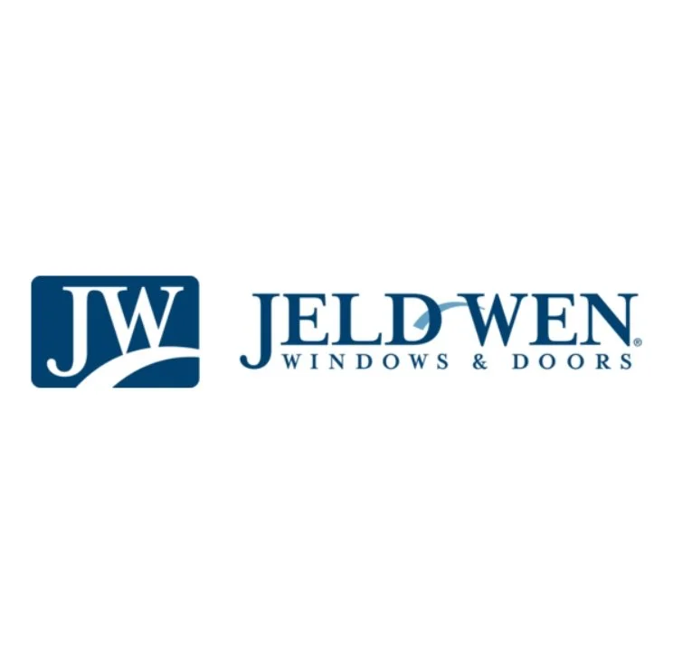 Logo of Jeld-Wen Windows & Doors, with the initials JW in a blue square on the left and the company name in blue text to the right.