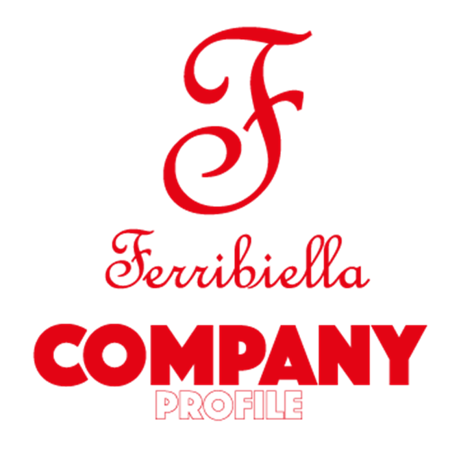 Logo con testo rosso e nero, con la parola 'Ferribiella' e le parole 'COMPANY PROFILE' in evidenza.