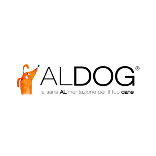 Logo di ALDOG con un cane arancione stilizzato e testo in italiano.