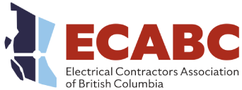 Logo of the Electrical Contractors Association of British Columbia (ECABC) featuring a stylized electrical plug and cord.