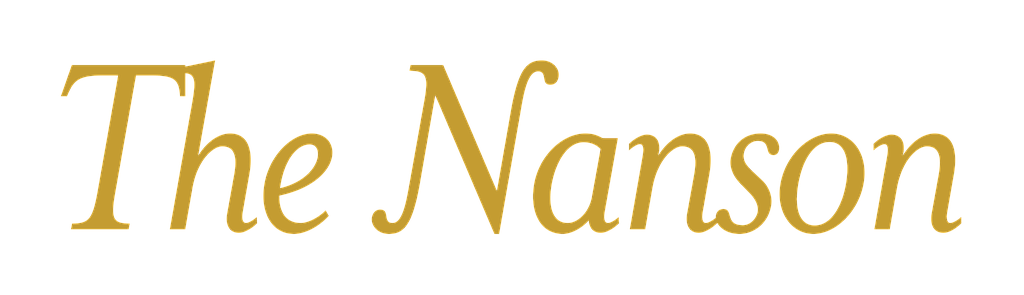 Text reading 'The Nanson' in gold-colored cursive font on a black background.
