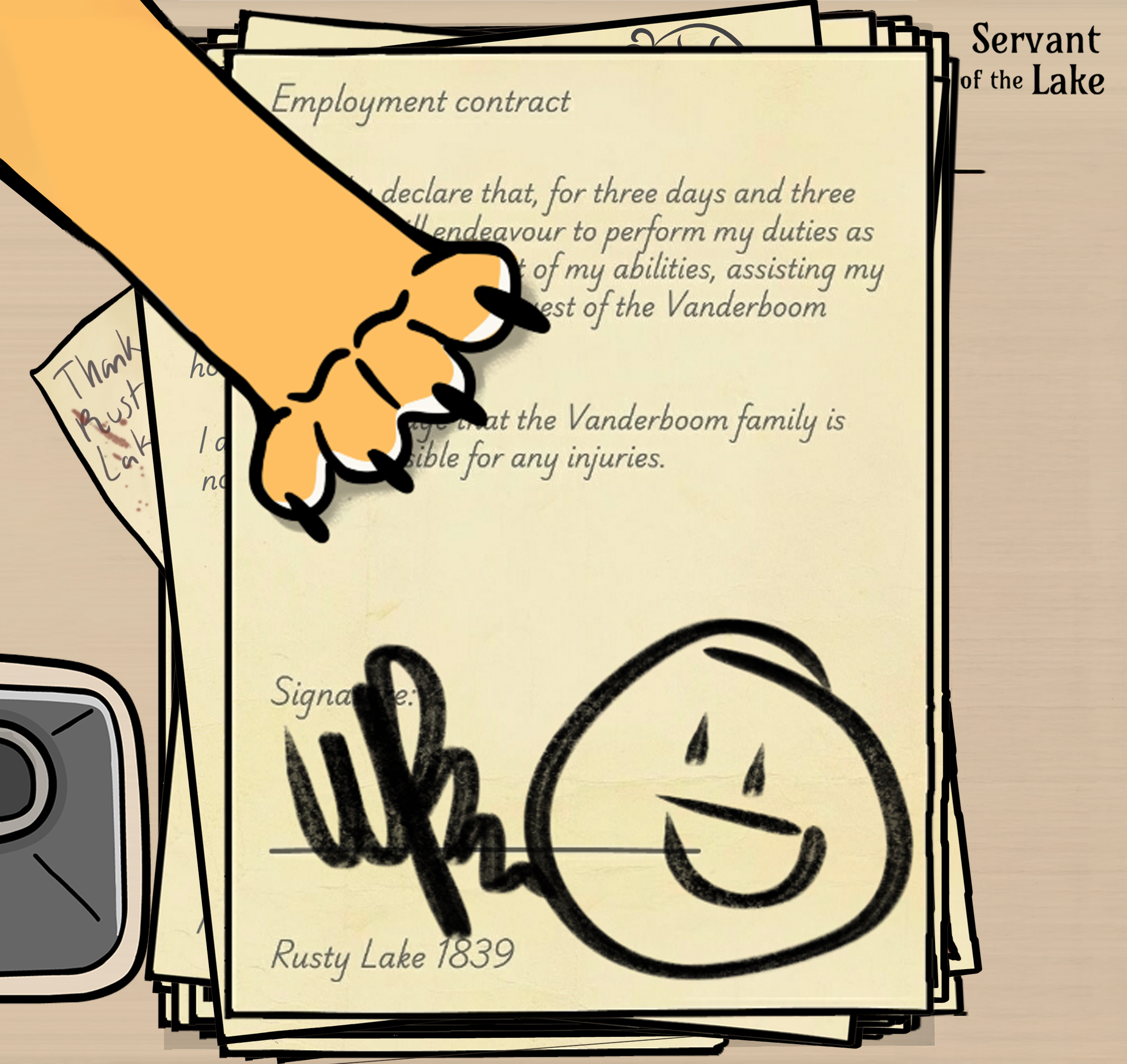 Servant of the Lake Signed Contract 2