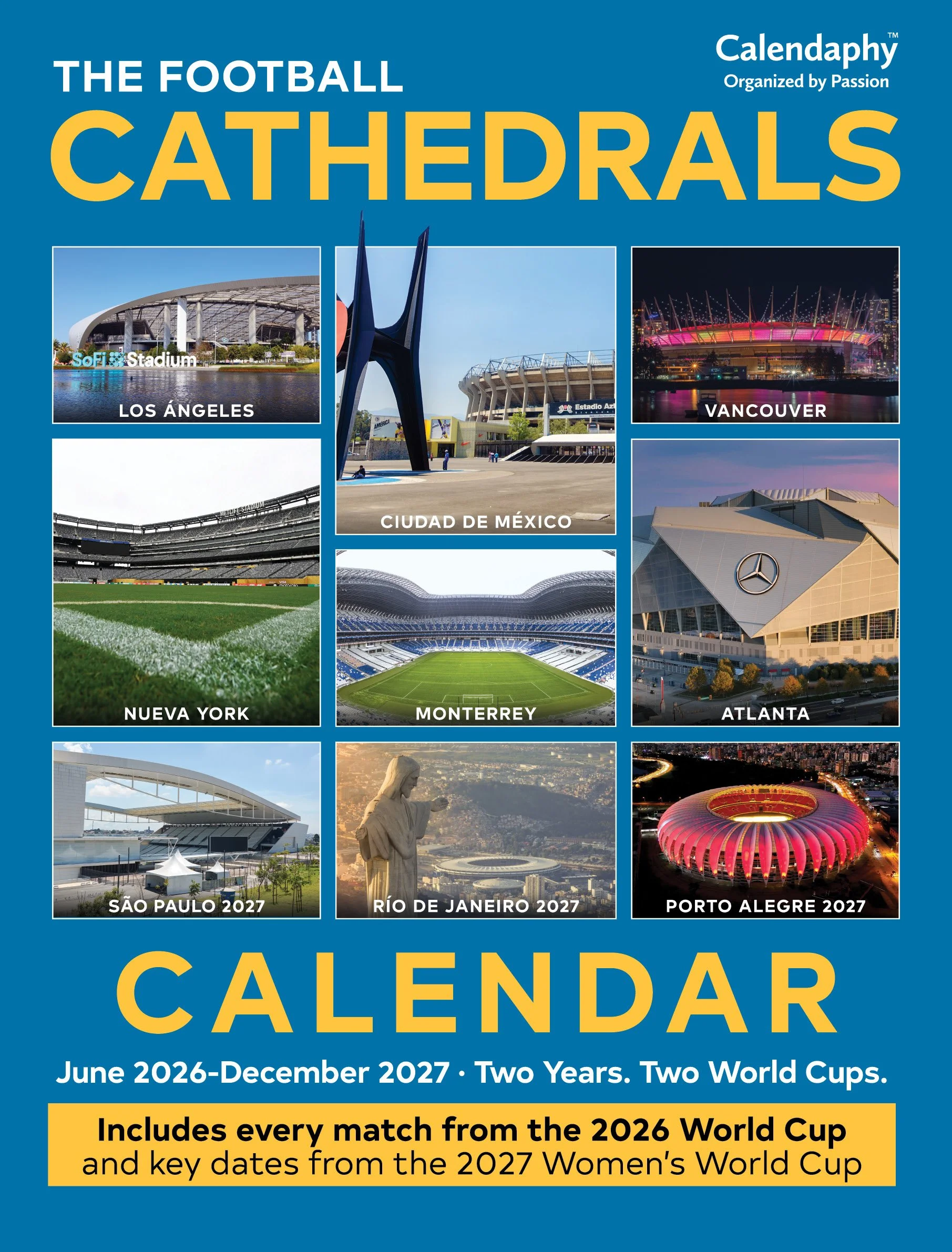 Calendaphy Football Cathedrals 2026–2027  Wall Calendar