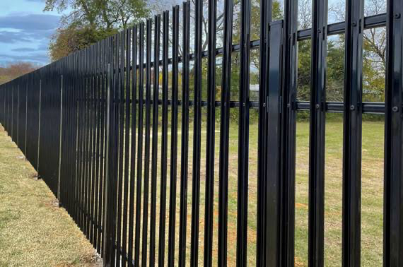 Black commercial security fencing in Colorado Springs by Paragon Fence Co