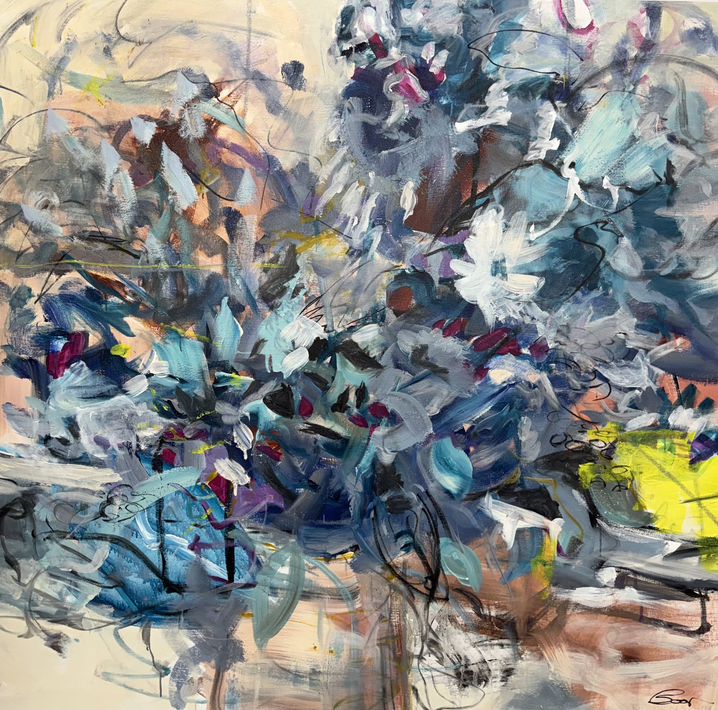 Where Colour Breaks Open
57.5 x 58 in
Acrylic on Canvas