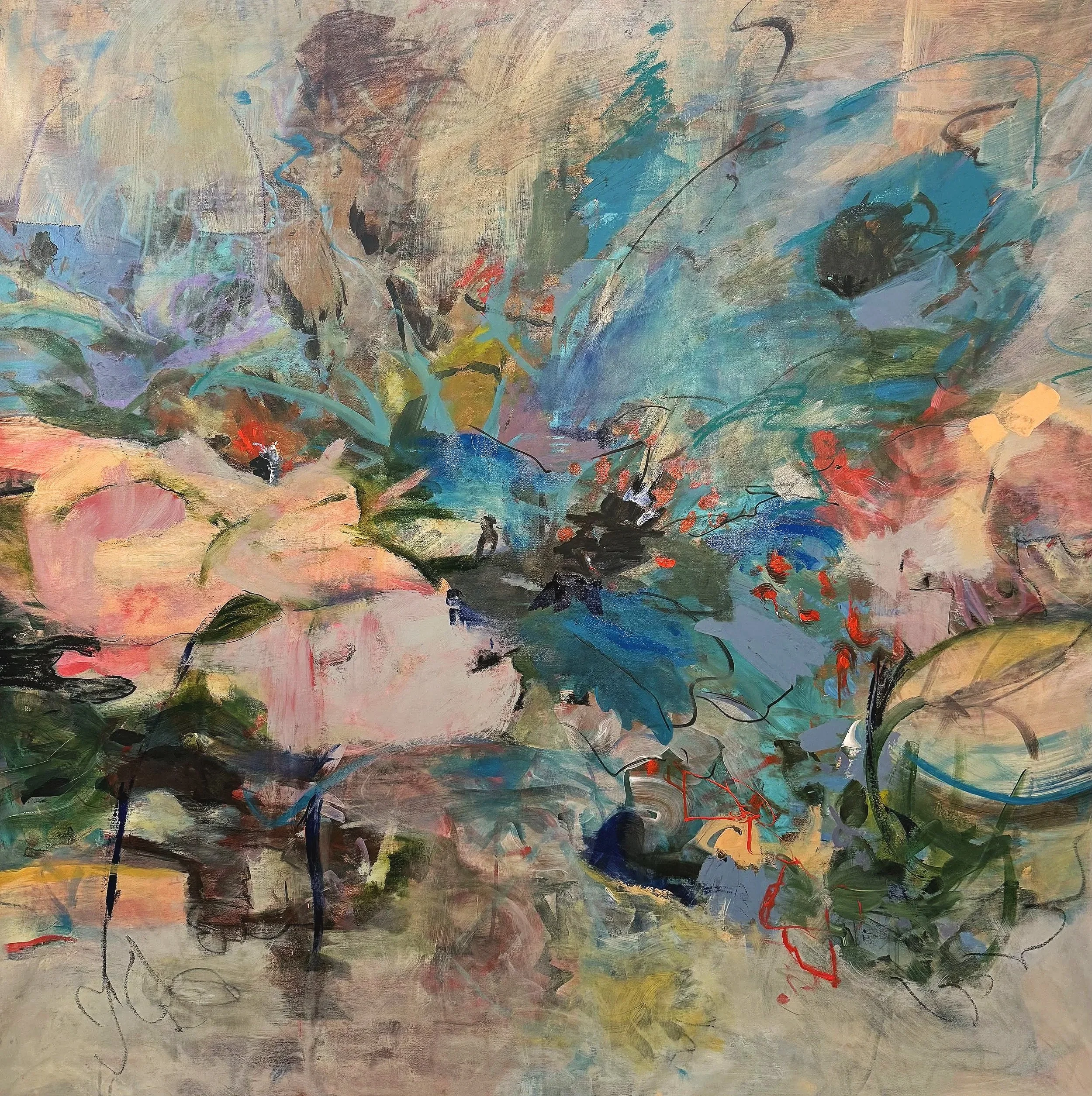 Courtyard 53 in x 53 in Acrylic on canvas