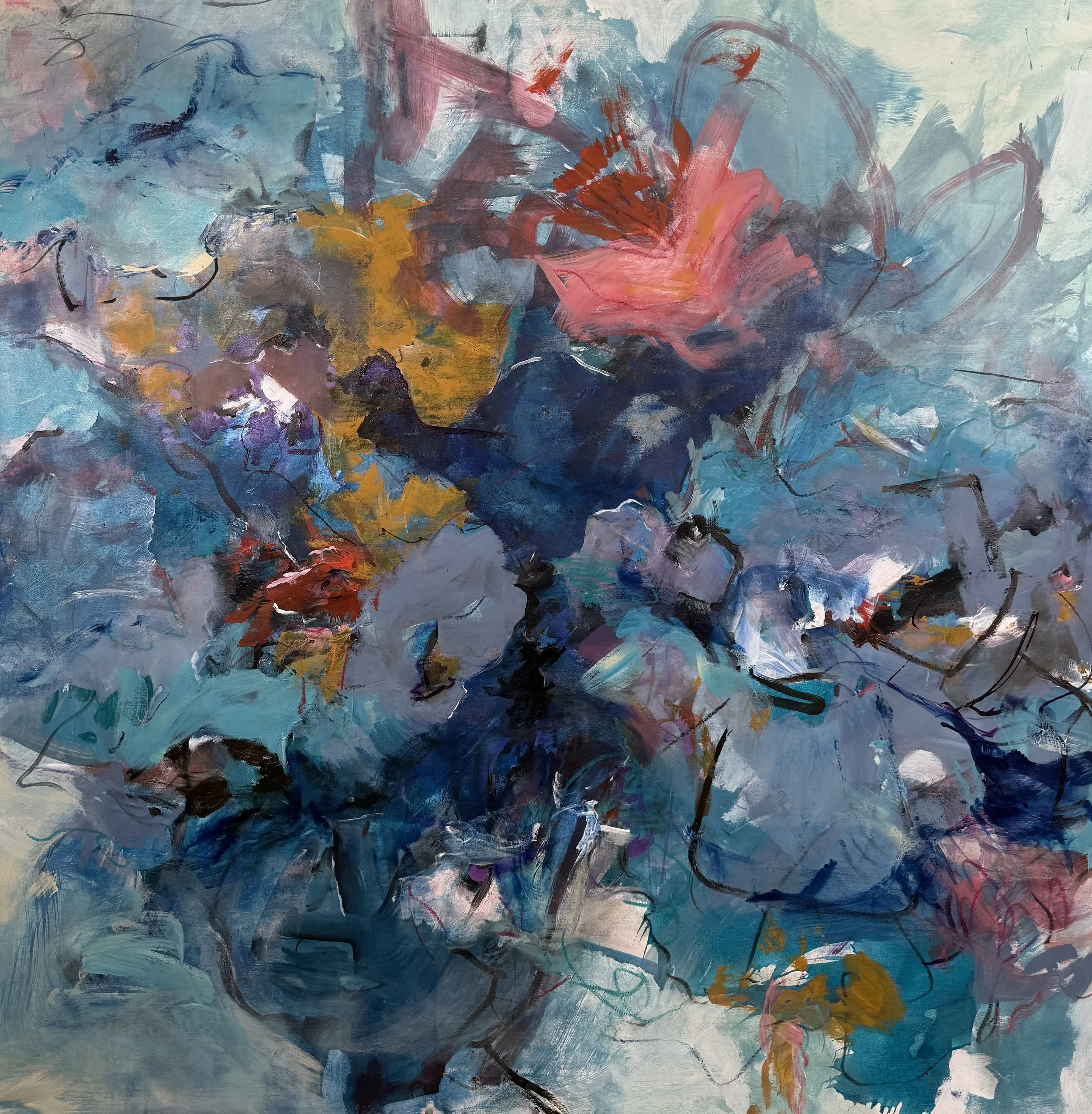 Hope in Blue   48x48 in  Acrylic/Ink on Canvas (available)