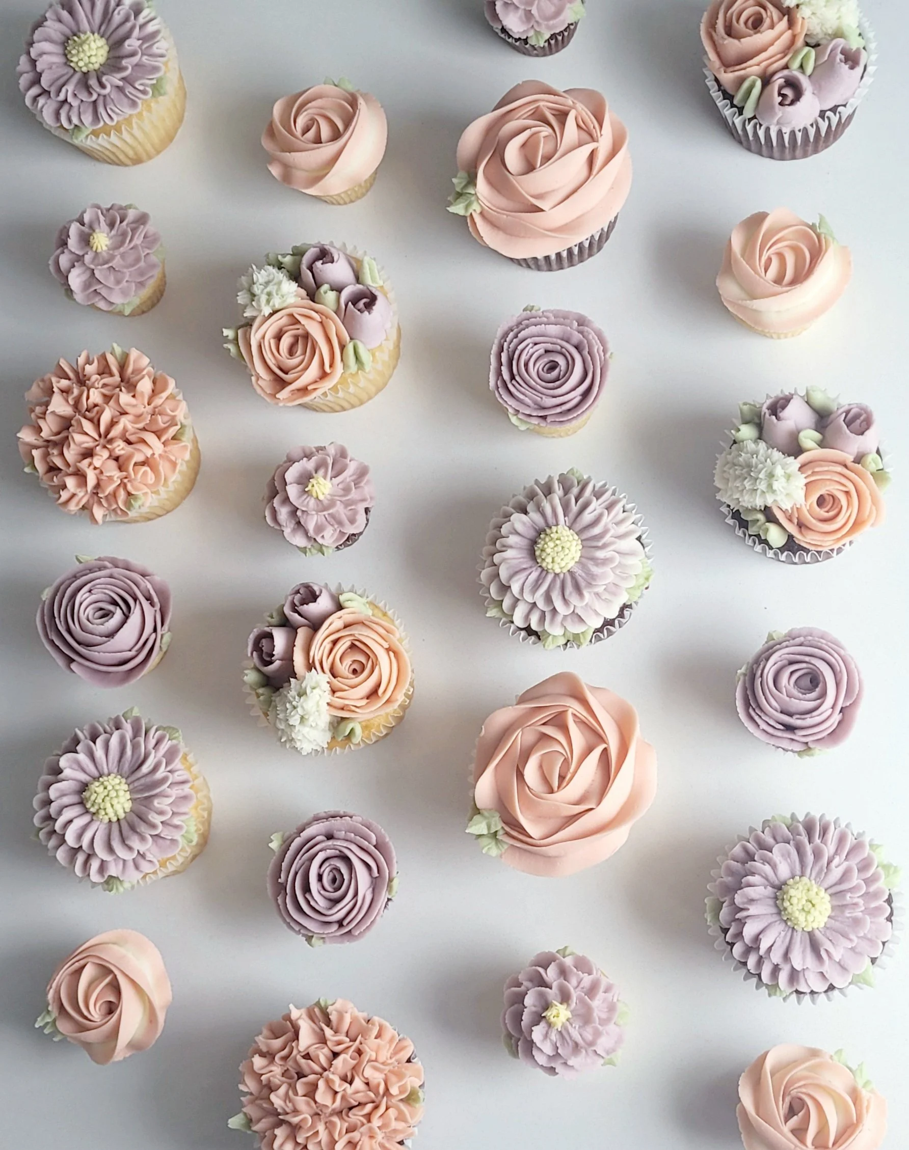 Pink and purple floral cupcakes in Ottawa for a bridal shower