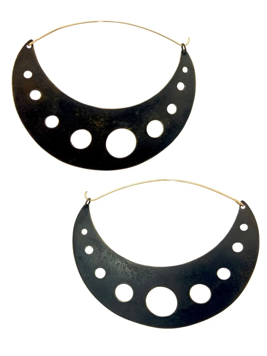 Antiqued Brass Crescent Moon Earrings