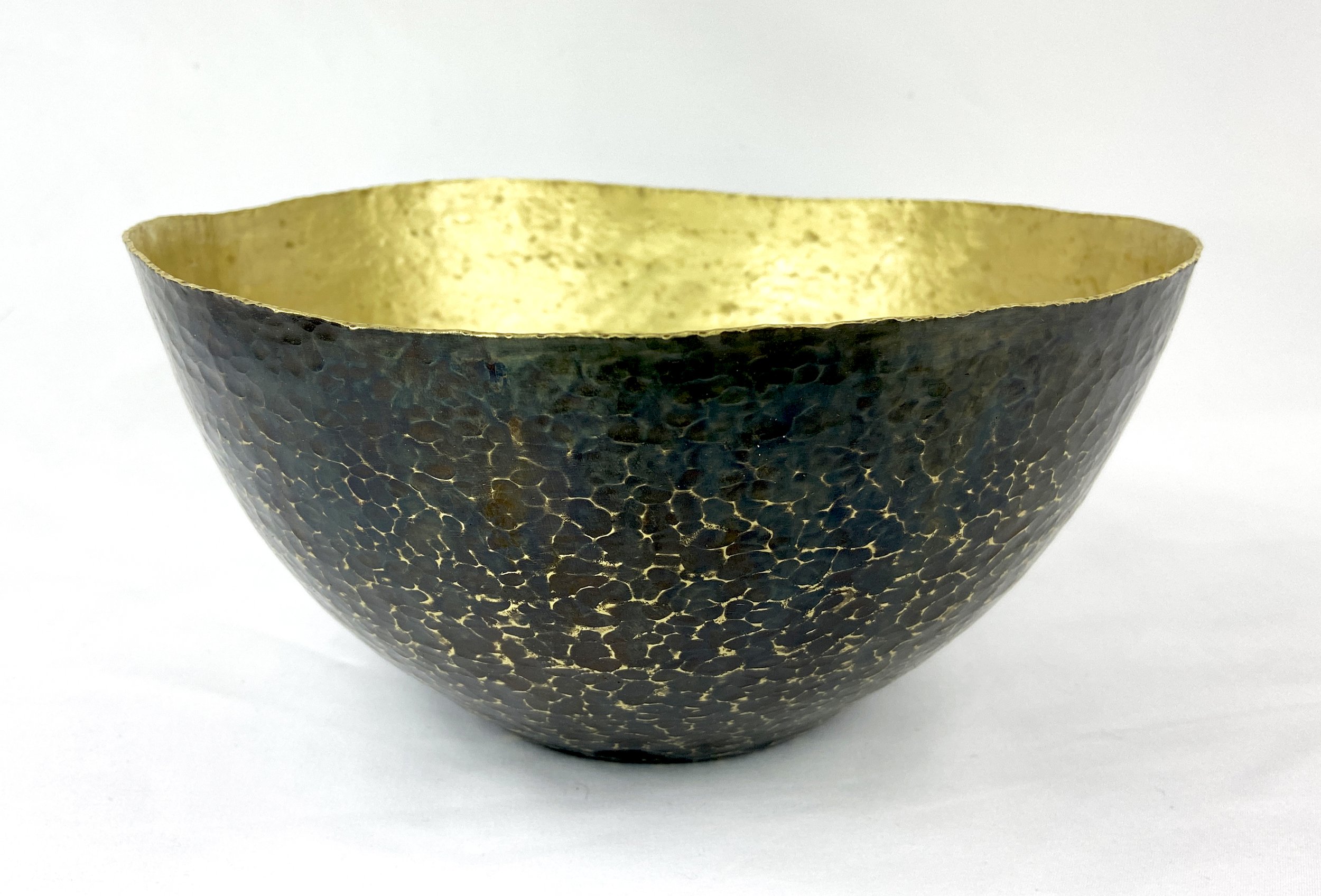 Large Brass "Torched" Bowl