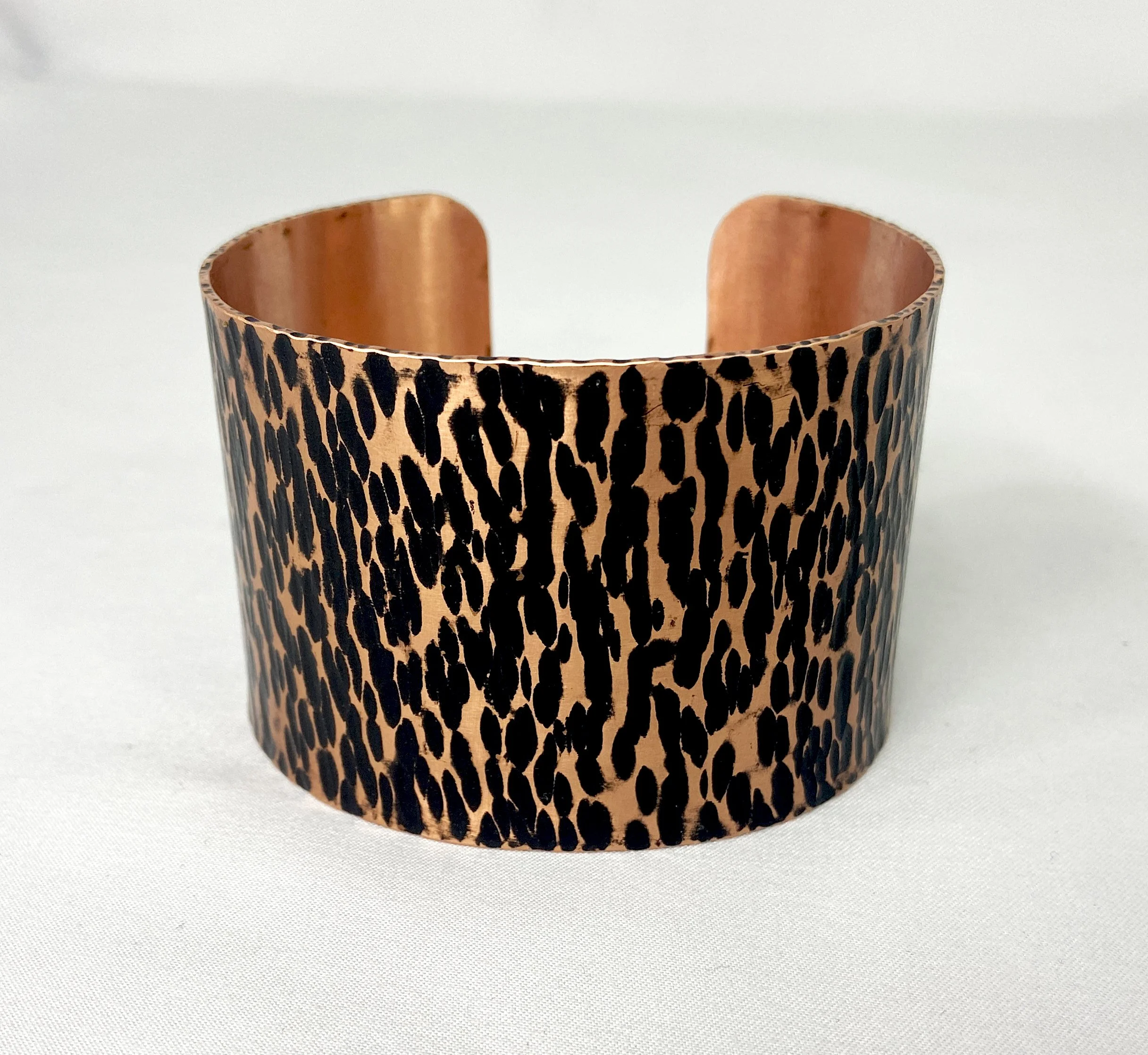Cross Peen Hammered Antiqued Copper Cuff (2" wide, Lg)