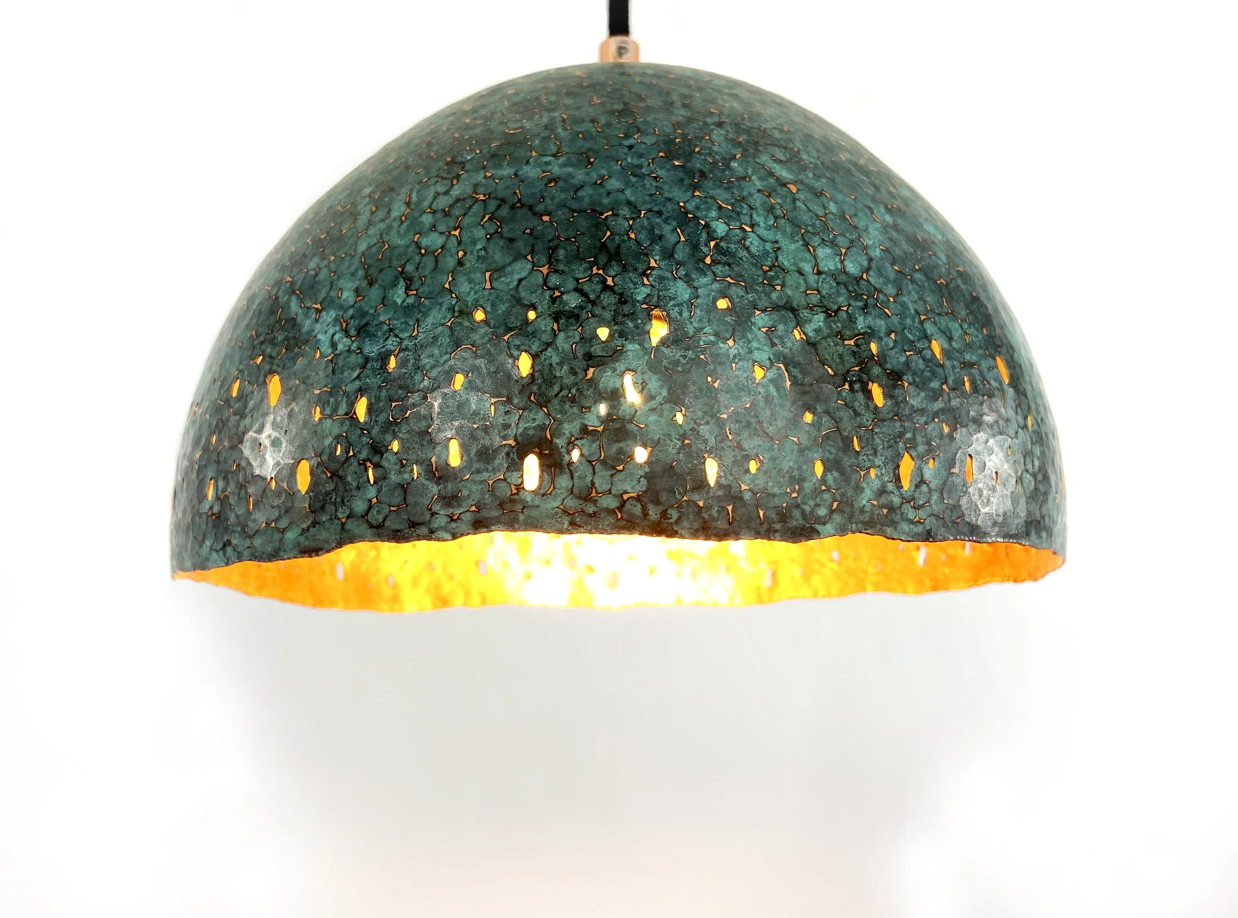 Pierced Canopy Blue Copper Pendant Light Chandelier