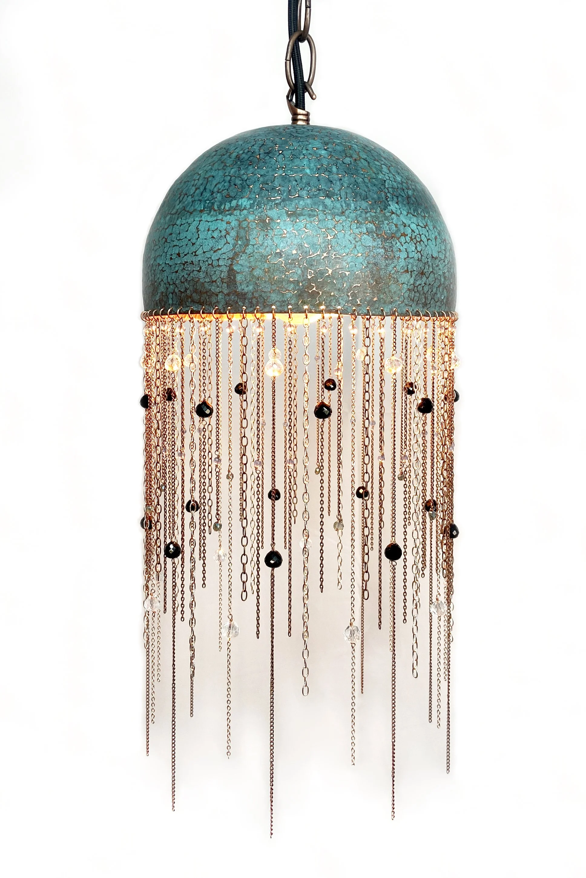 Blue Pendant Lamp Crystal Chain Chandelier