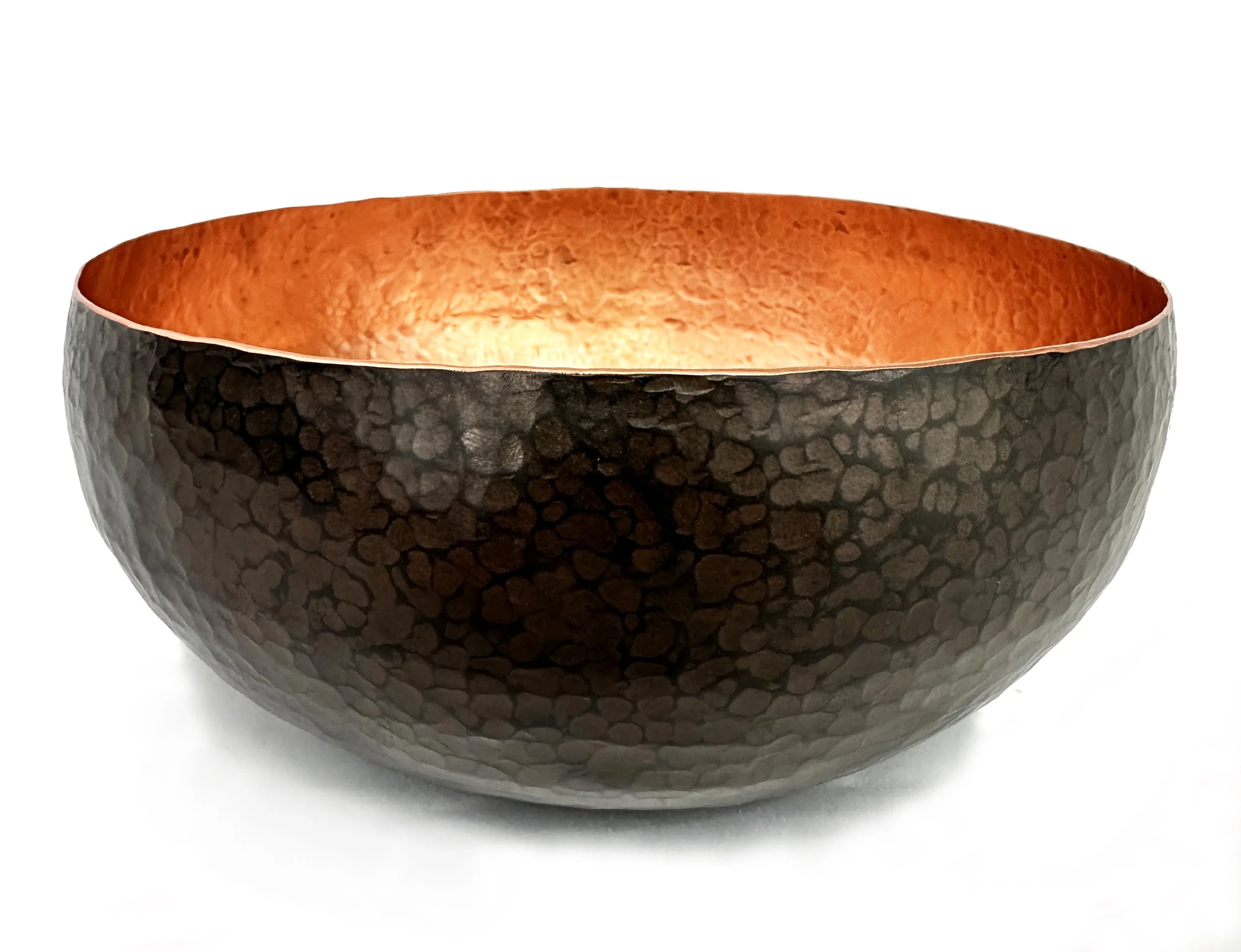 Black Crackle Hammered Copper Bowl