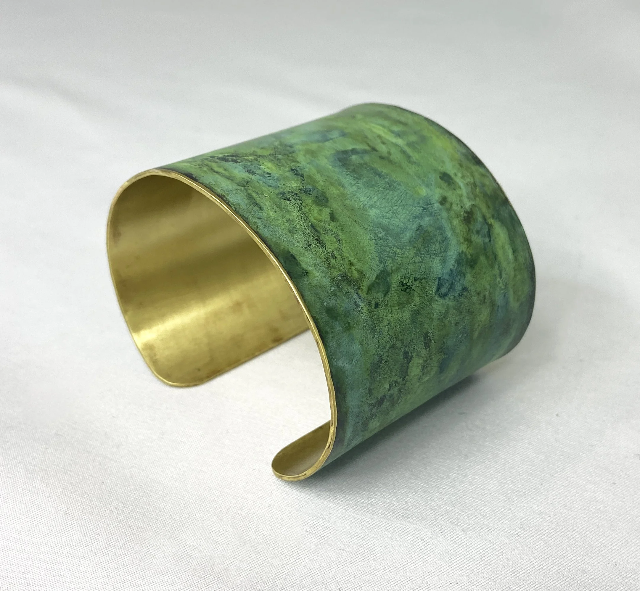 Tiffany Green Brass Cuff Bracelet (2" wide)