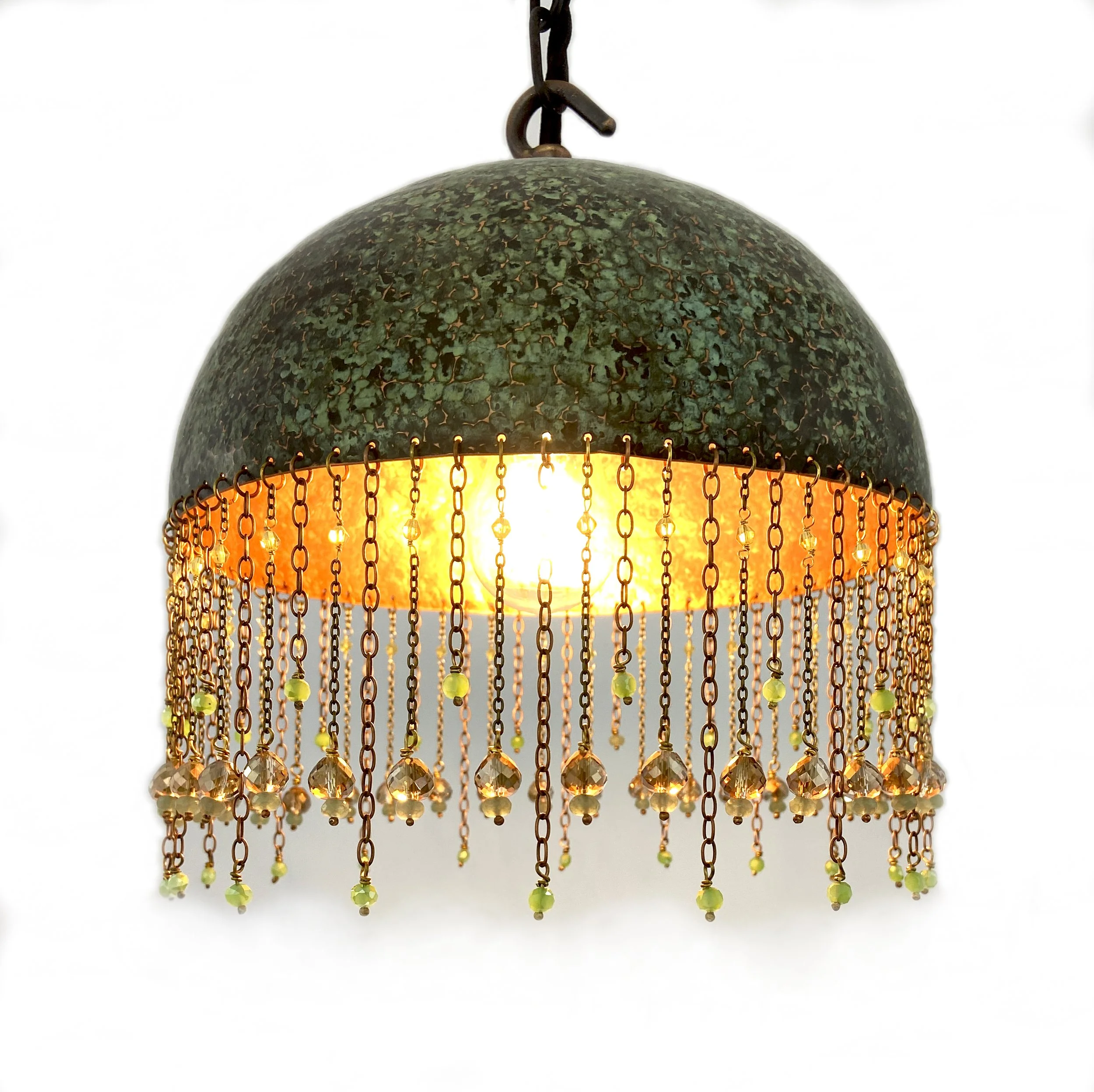 Crystal & Adventurine Green Pendant Lamp Chandelier