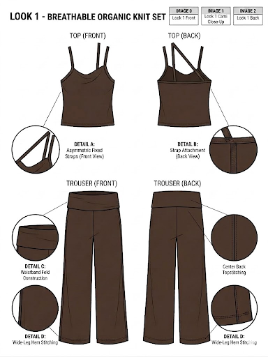 Original knitwear set tech flat