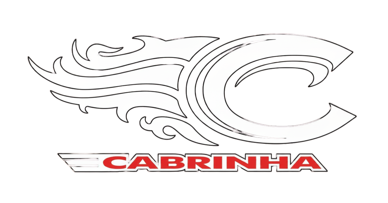 Sports team logo featuring a stylized lion's head with a large letter C, and the word CABRINHA in bold red and white letters underneath.