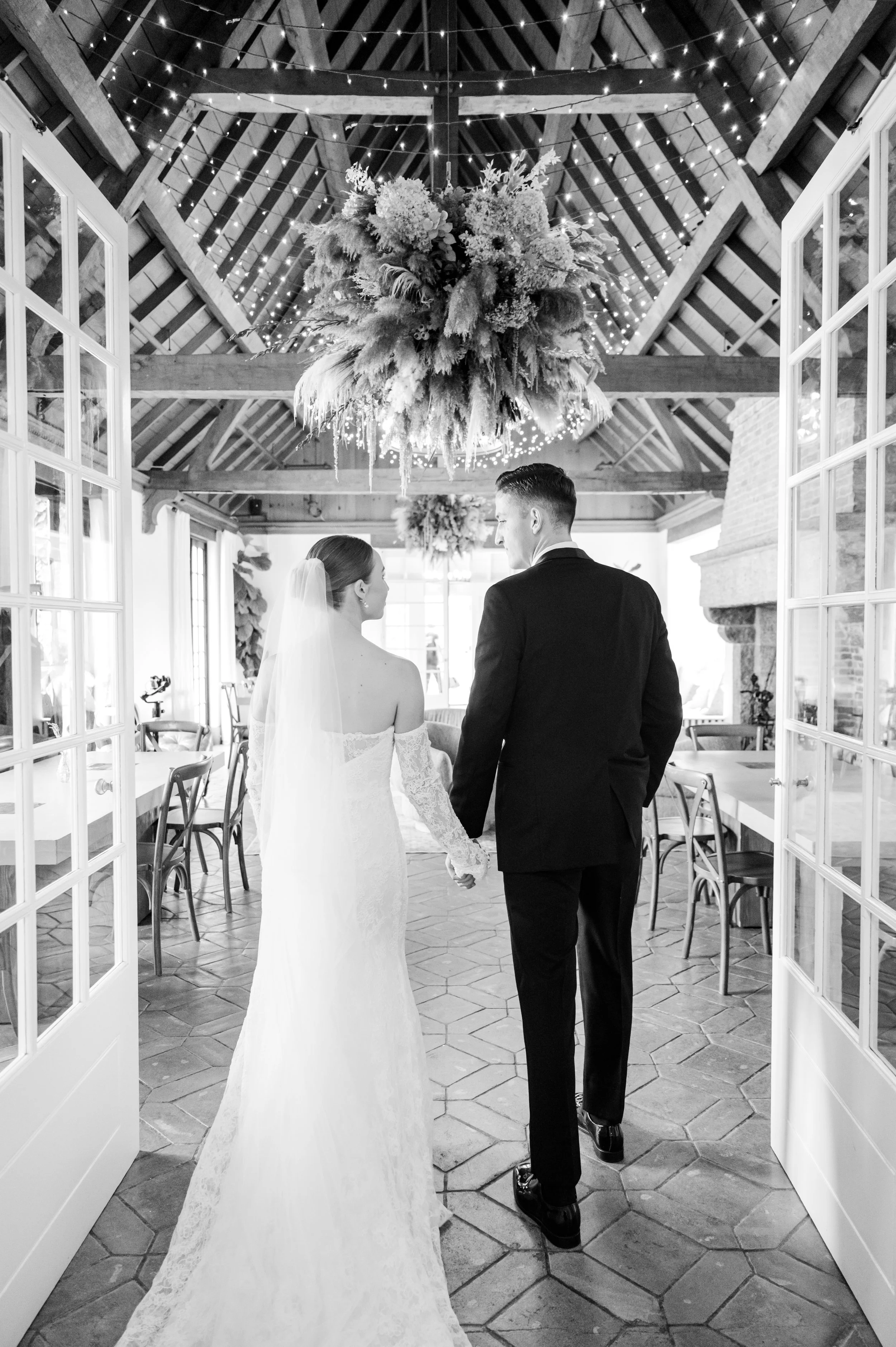 Black and White Photo of Newly Married Couple at anEstates at a Luxury Wedding Planned by Faith Ferguson Productions