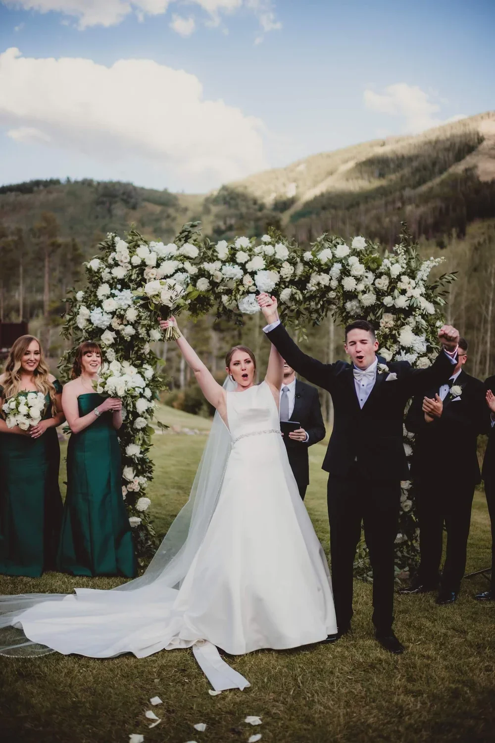 Bride and Groom Celebrating