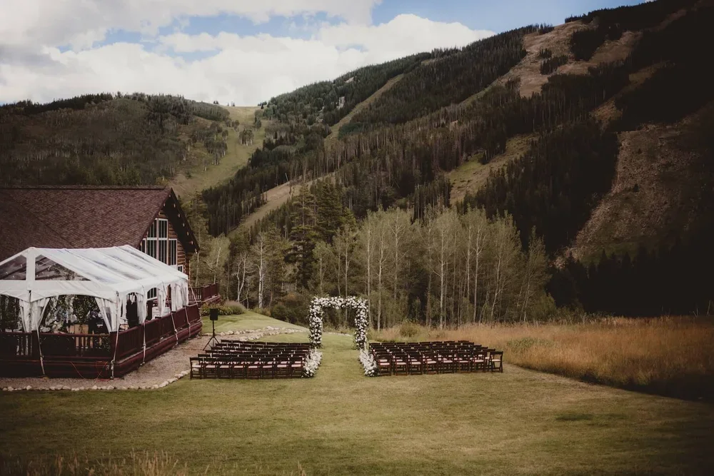 Ceremony Setup at a  Destination Wedding in Colorado Planned by Faith Ferguson Productions