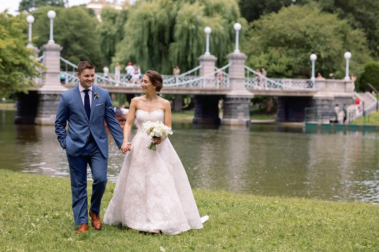 Bride and Groom in Front of Bridge at Boston Destination Wedding Planned by Faith Ferguson Productions