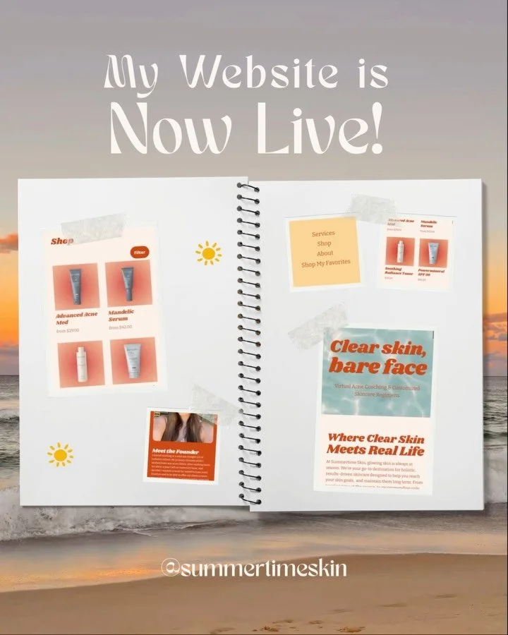 My website is now officially LIVE!! 🌞

I will be offering virtual esthetics services, to make professional skin care available to anyone, anywhere. 

The phrase &ldquo;where clear skin meets real life&rdquo; has been a driving factor behind the deci