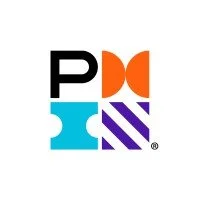Logo with black, orange, blue, and purple shapes forming the text 'P' and 'X'