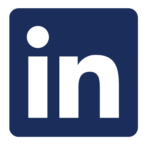 LinkedIn logo in blue and black colors.