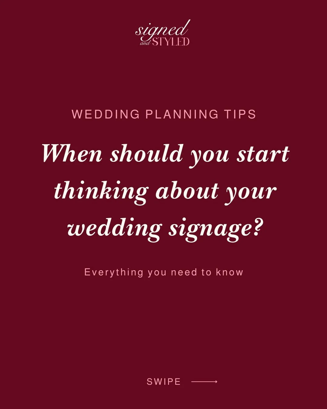 The question I get asked more than anything else and the answer might surprise you 👀

Swipe through to find out exactly when to start thinking about your wedding signage, what to consider and a simple timeline to keep you on track ✨

Save this post 
