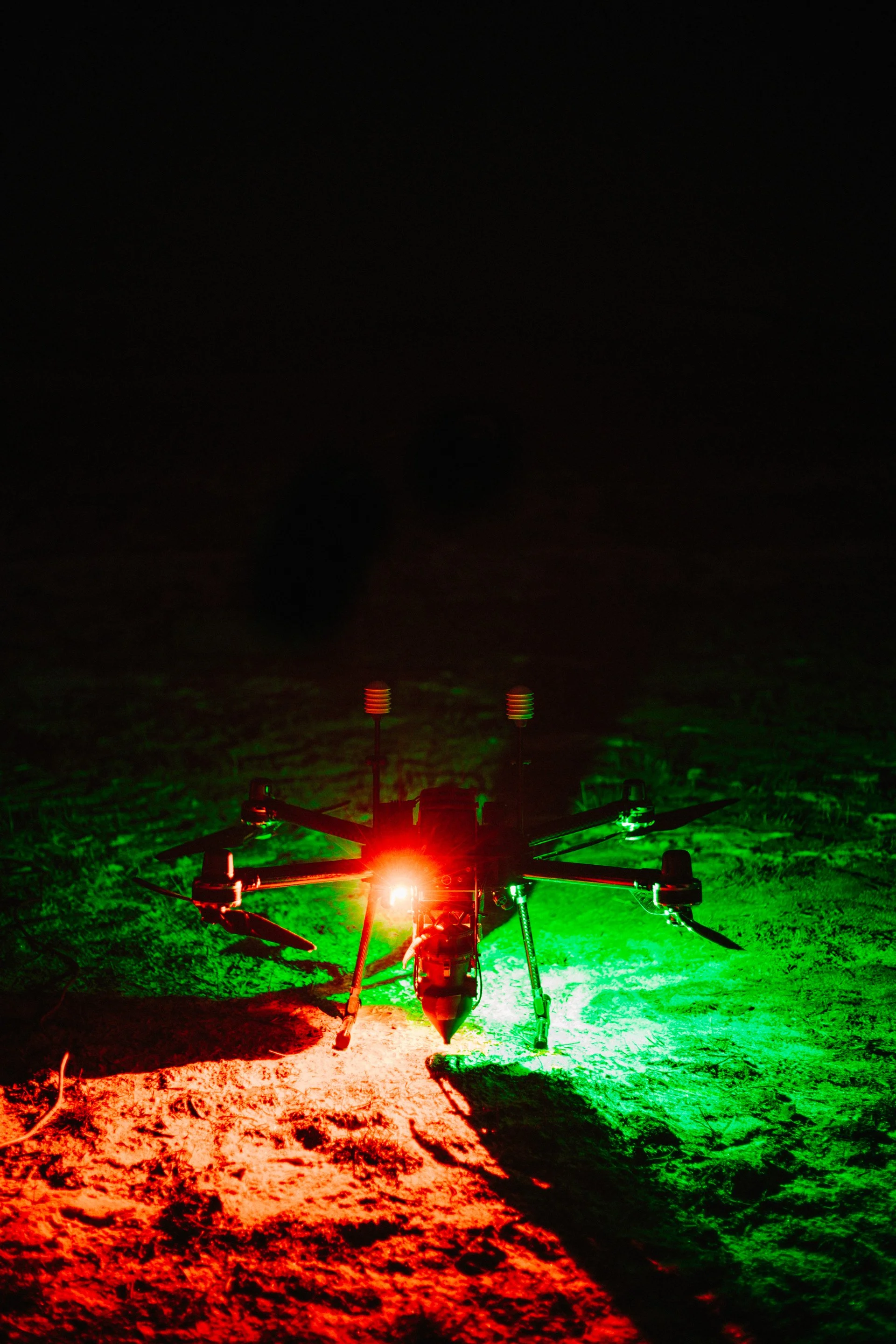 Rainmaker drone powered on at night.
PC: Nicholas Abegg-Guzman