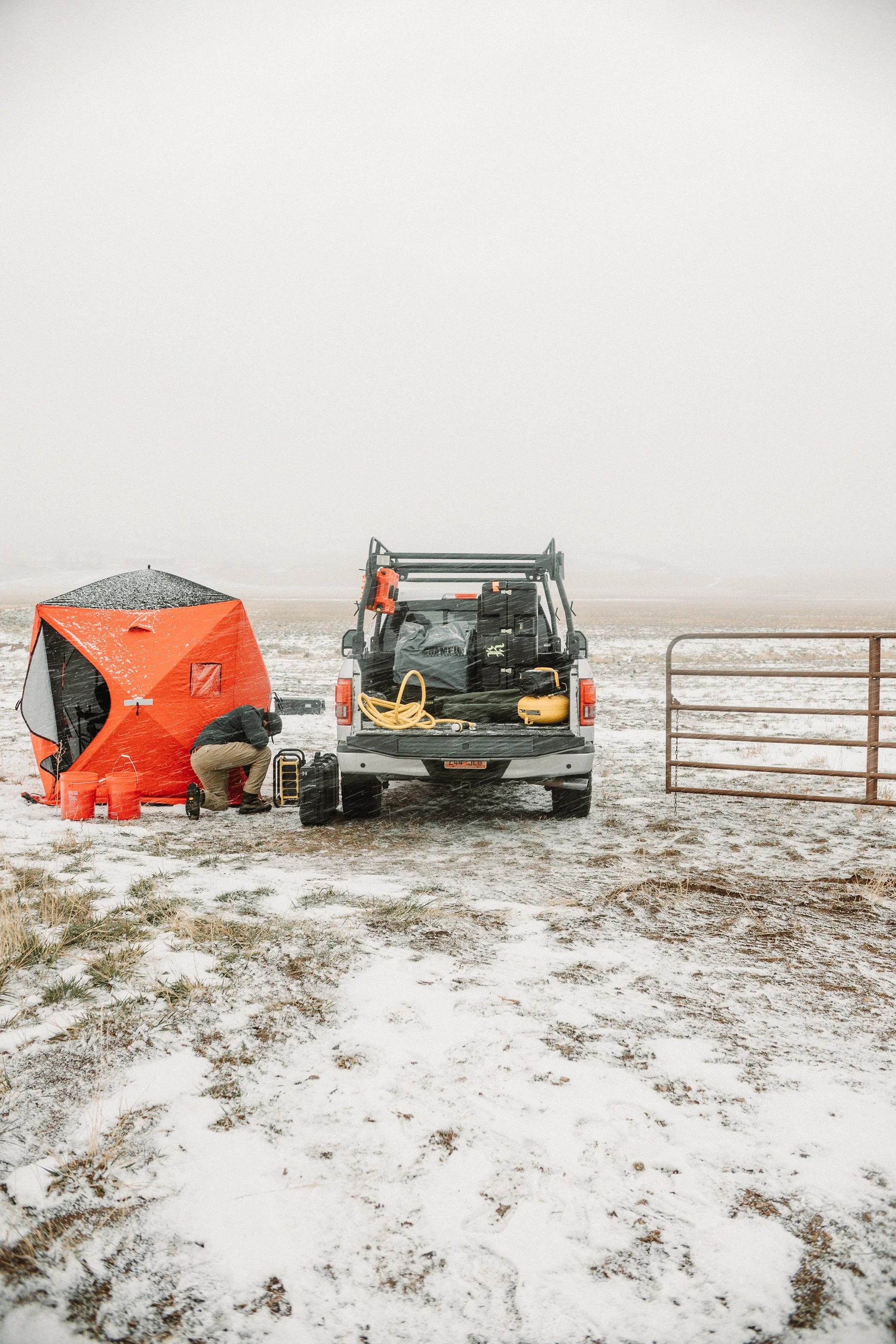 Drone operator setting up winter operations equipment in an Idaho field.
PC: Nicholas Abegg-Guzman
