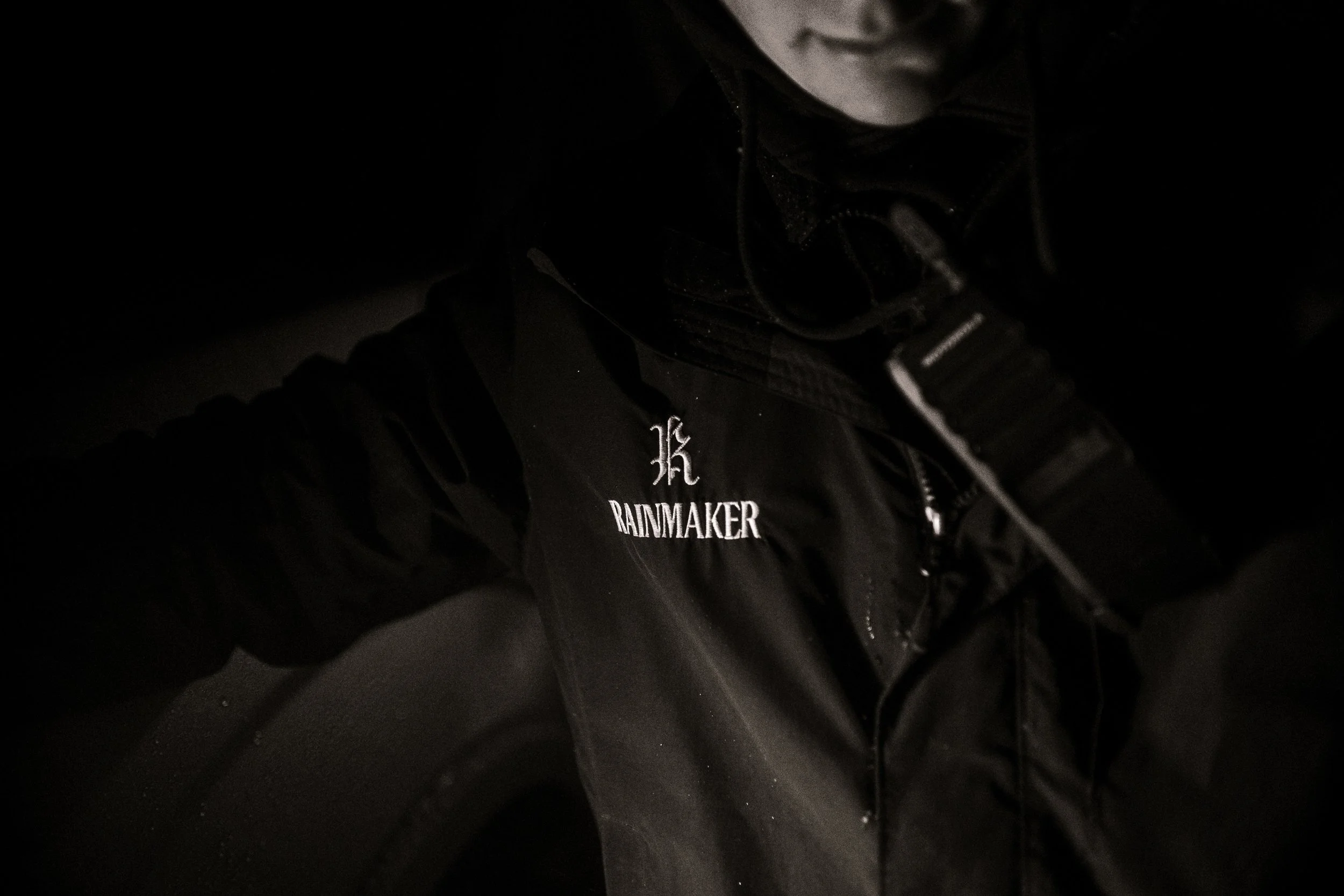 Rainmaker logo on a field operator's jacket.
PC: Nicholas Abegg-Guzman