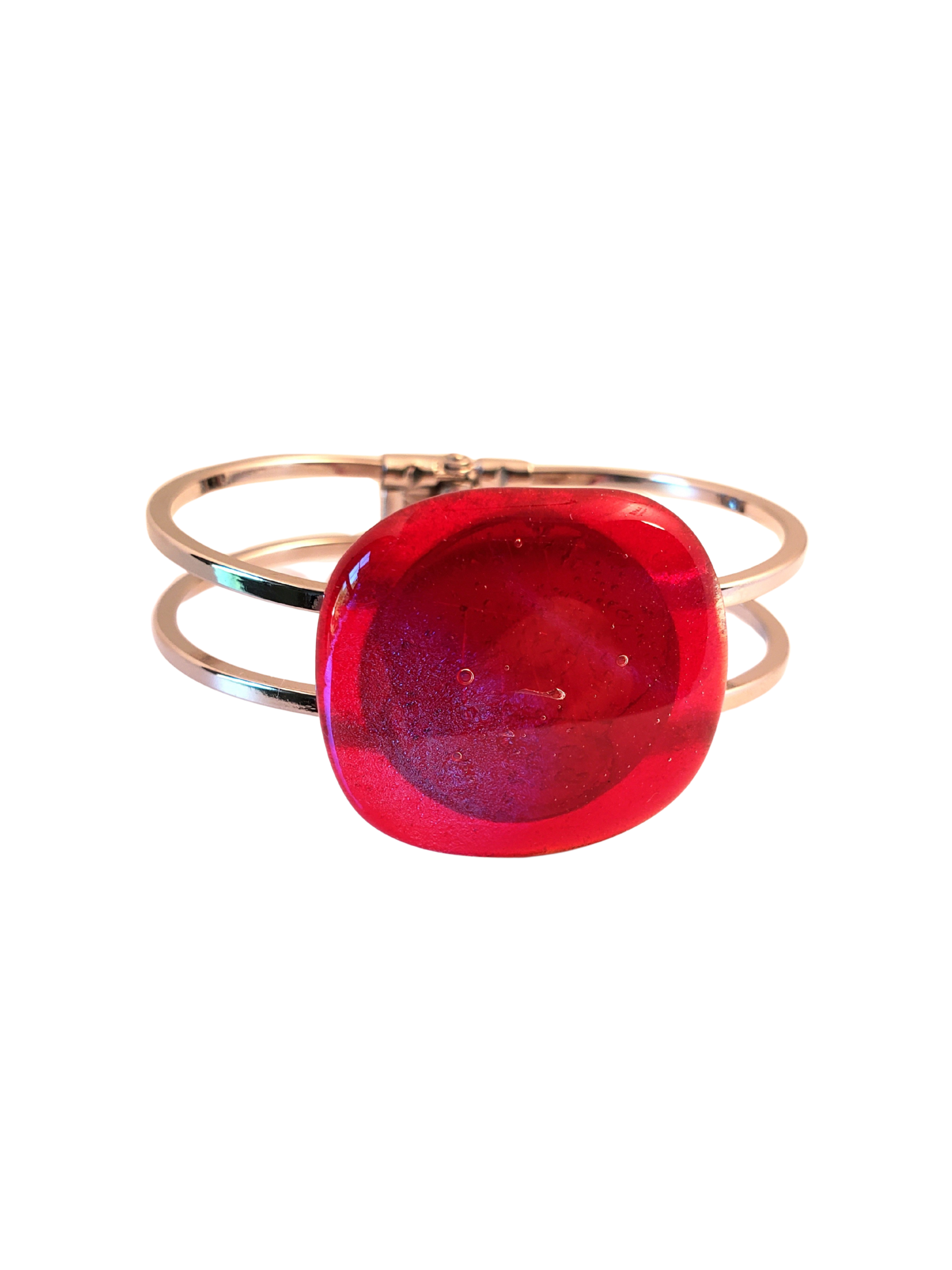 Red and Pink Dichroic Cuff Bracelet