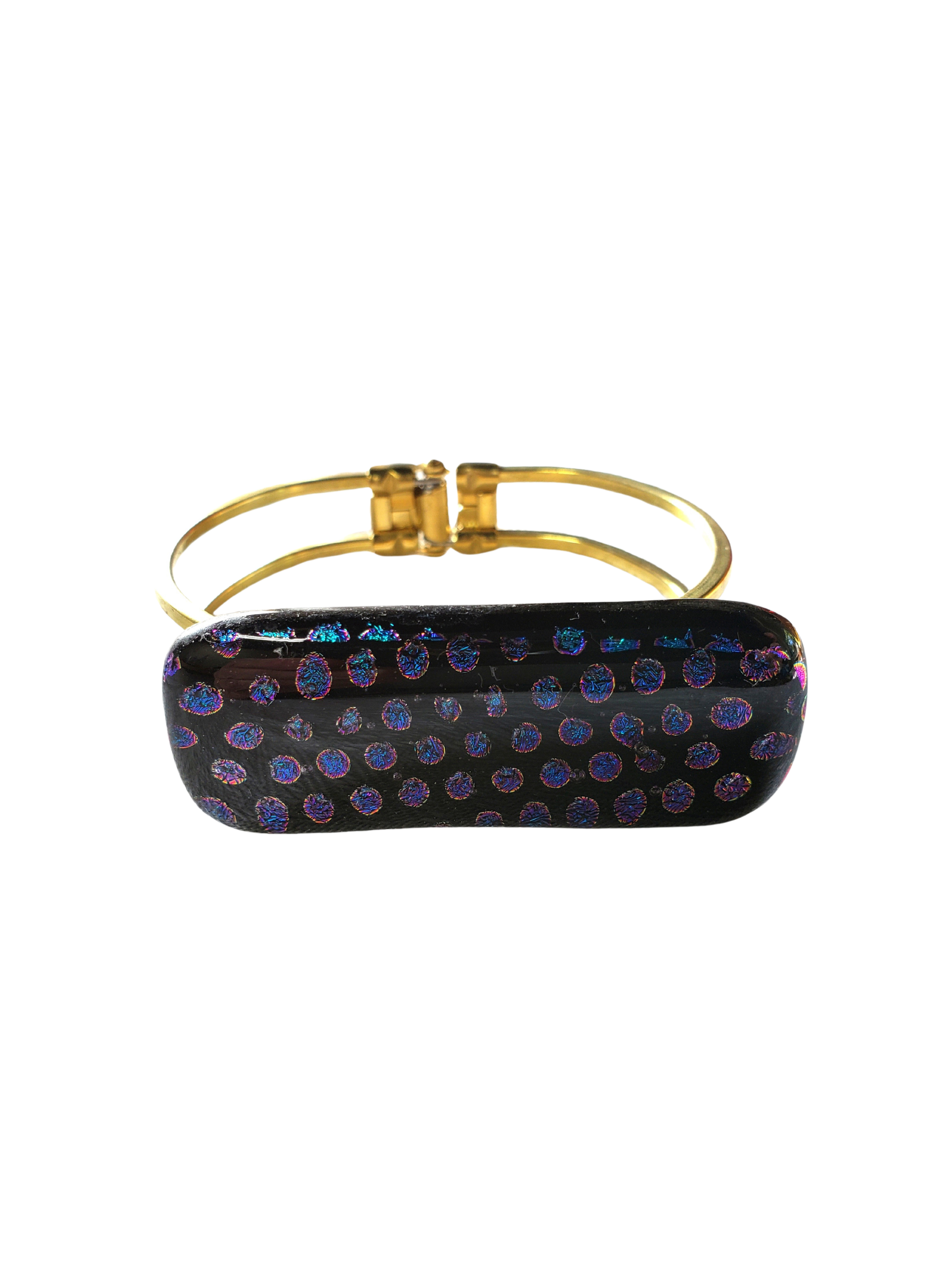 Black and Blue Dichroic Spots Cuff Bracelet