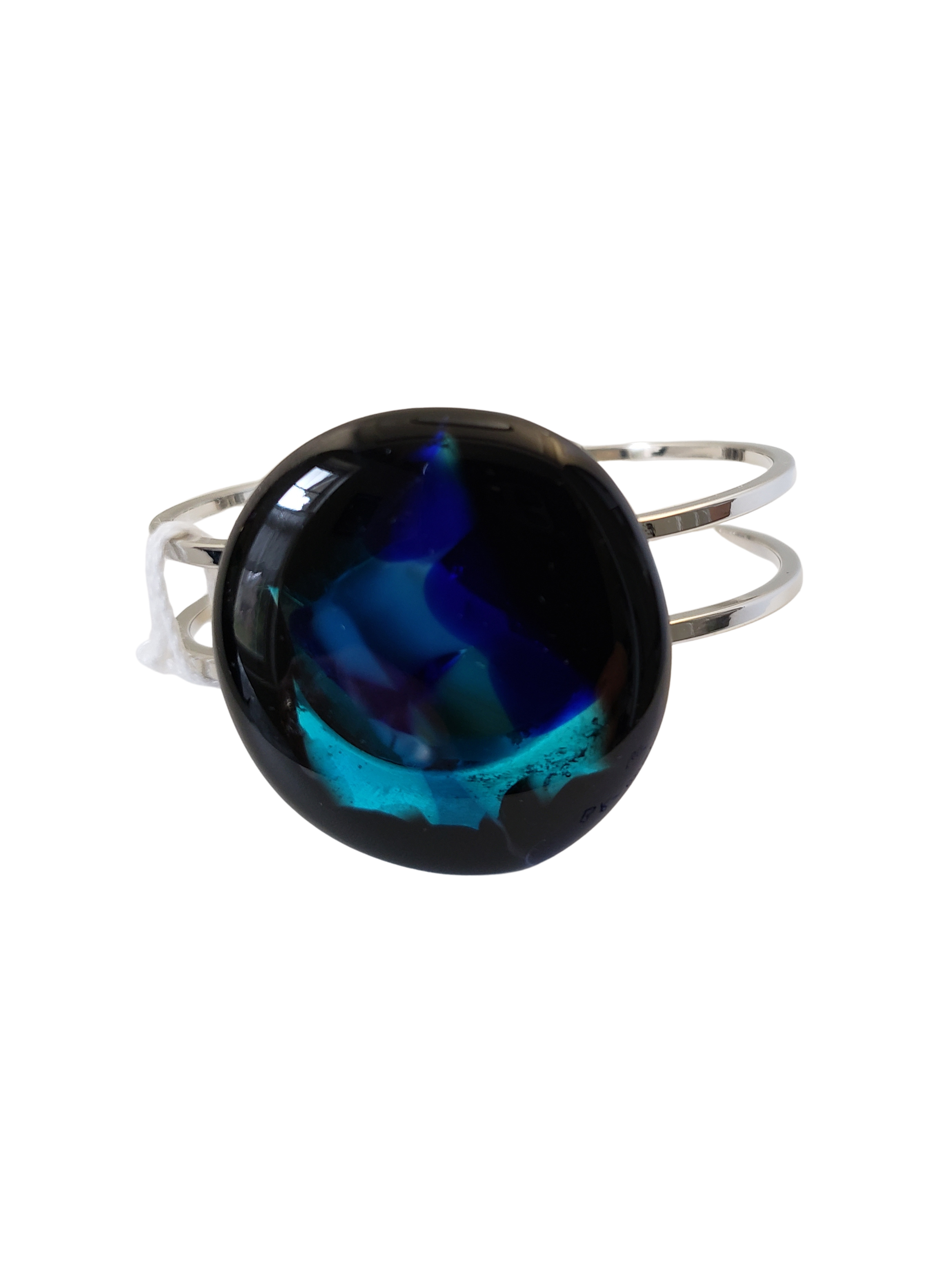 Black and Blue and Dichroic Cuff Bracelet