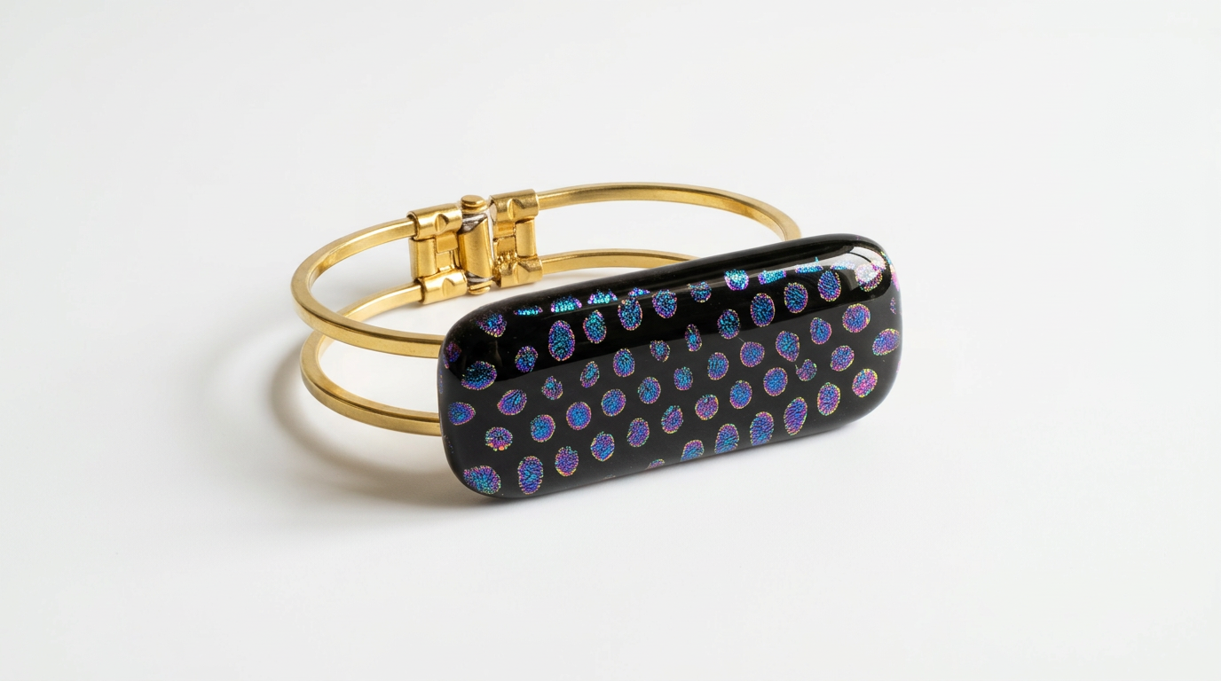 Black and Blue Dichroic Spots Cuff Bracelet