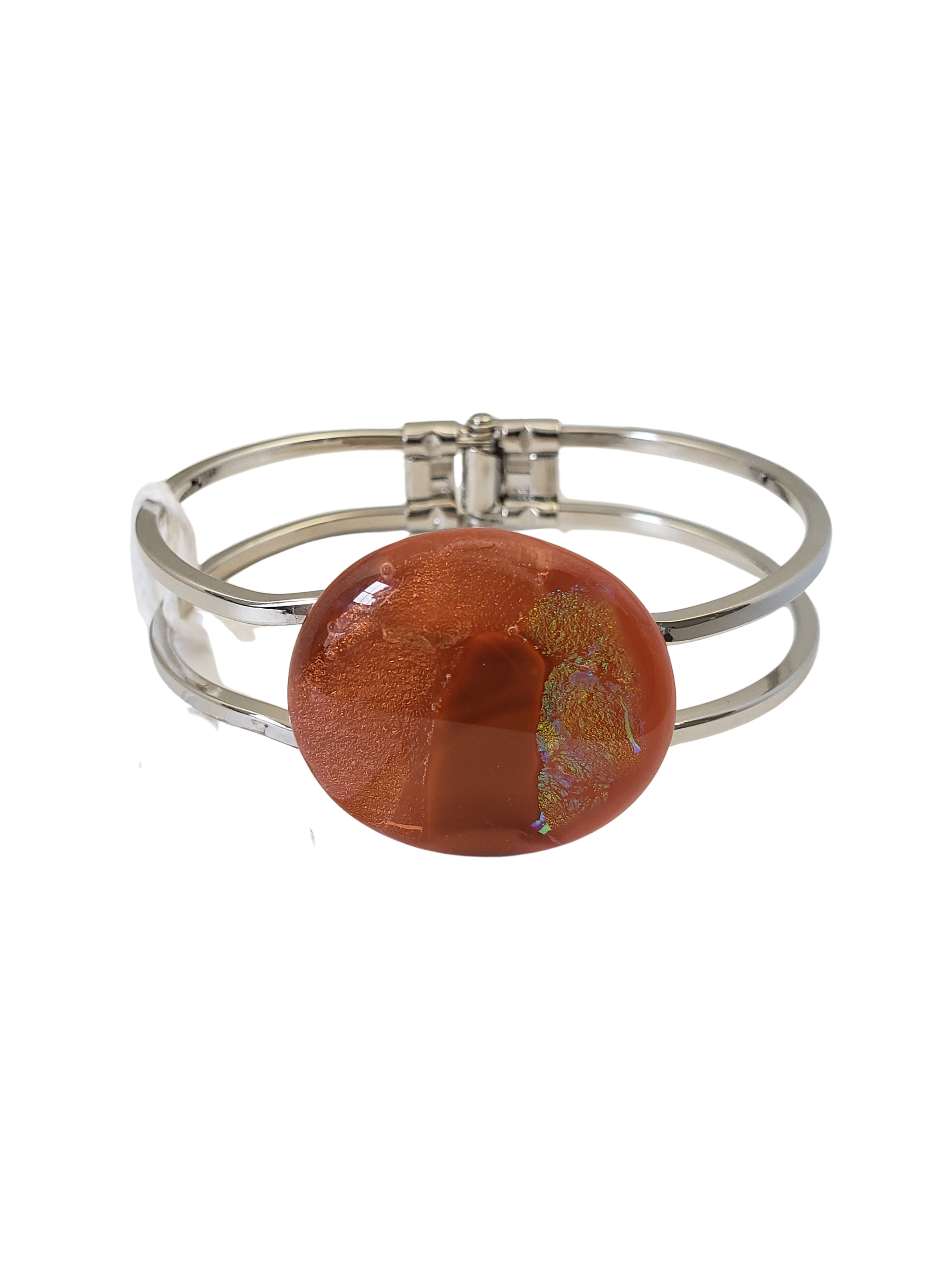 Rusty Orange and Dichroic Cuff Bracelet