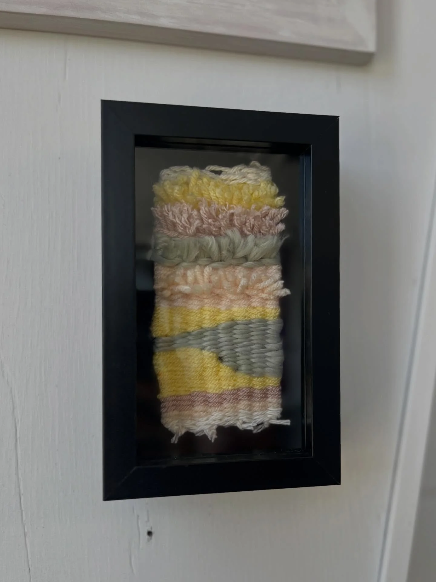 Tiny weaving in pretty pastels ✨ 
$30 comes framed 
Available at 432 Broadway St, HSNP

#tinyweavings #easteregg #arkansasartist
