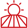 Line drawing of a human figure with a circular head emitting rays of light, standing over two horizontal lines representing the ground.