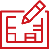 Icon of a pencil drawing on a blueprint or plan.