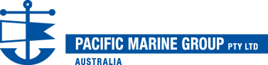 Logo of Pacific Marine Group, featuring a blue anchor with a white ship silhouette.