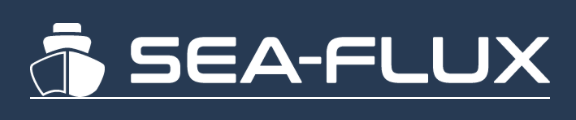 Logo for Sea-Flux featuring a ship icon and bold text