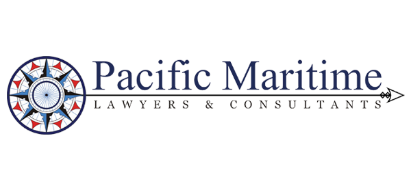 Logo of Pacific Maritime Towing & Consulting featuring a ship's wheel and company name.