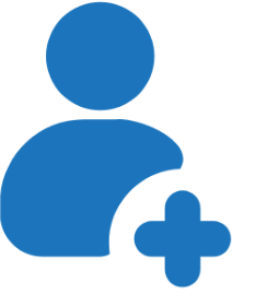 Icon of a person with a plus sign indicating adding or creating a new user profile