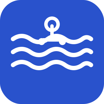 Swimming pool icon with waves and a swimmer